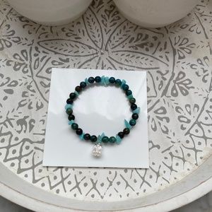 Blue calsilica terra jasper beaded bracelet